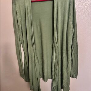 Women's Green Open Front Cardigan